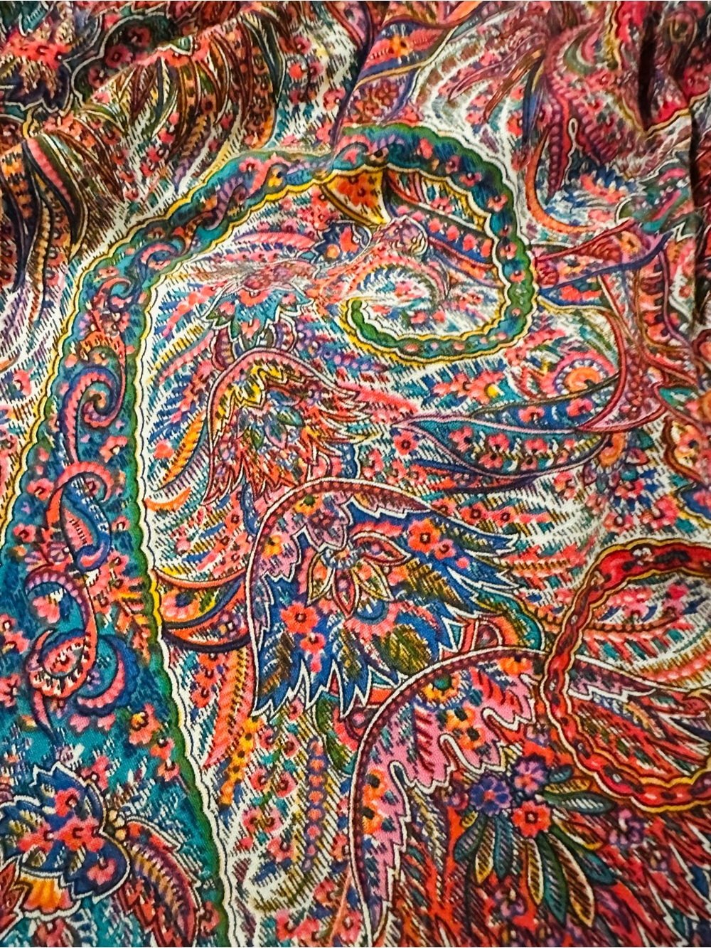 True Vintage 70s Plus Size Psychedelic Paisley Prairie Dress Boho Midi Pockets - Picture 6 of 11